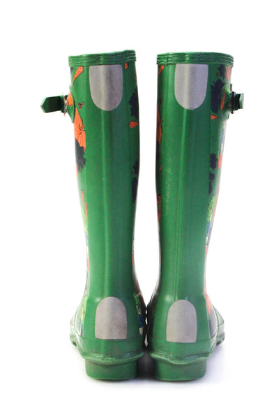 Hunter Childrens Unisex Rabbit Carrot Tall Rubber Rain Boots Green Size 2B 3G