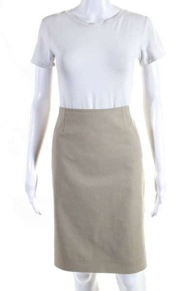 Dolce & Gabbana Womens Khaki Knee Length Pencil Skirt Beige Cotton Size IT 44