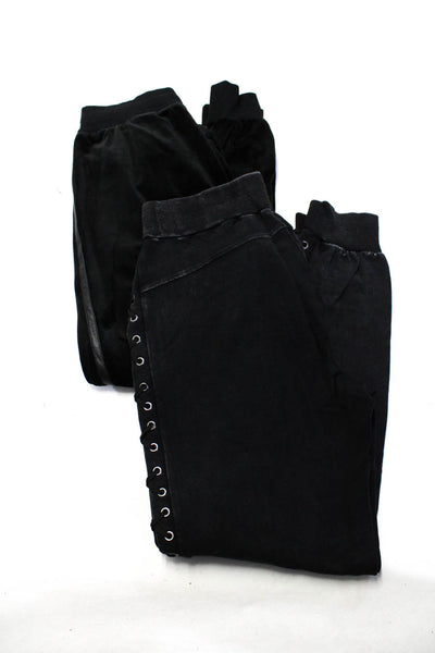 Blanc Noir Women's Drawstring Waist Leather Trim Sweat Pant Back Size M Lot 2