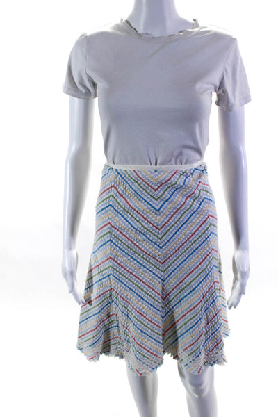 Margaret OLeary Women's Pull-On Fringe Hem Multicolor Flare Stripe Skirt Size S