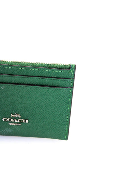 Coach Women's Leather Cardholder Keychain Wallet Green Size S