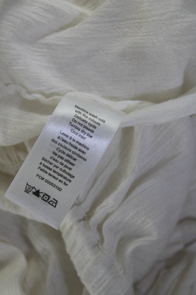 Rag & Bone Womens Cotton Pleated Round Neck Bishop Sleeve Blouse White Size XS