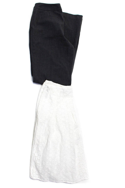 Tahari Women's Hook Closure Lined Eyelet Flare Midi Skirt White Size 4 Lot 2