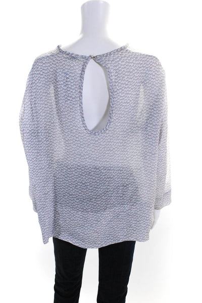 Ottad'Ame Women's Round Neck 3/4 Sleeves Spotted Dot Blouse Gray Size 4