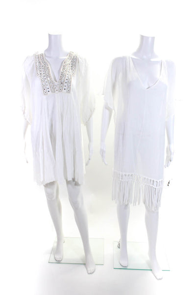 Muche Et Muchette Women's Short Sleeves Swimsuit Cover-Up White One Size Lot 2