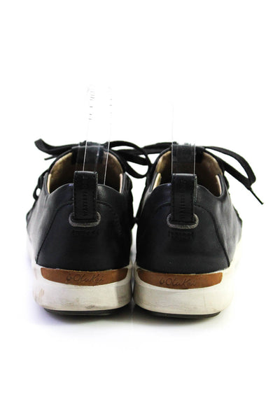 OluKai Women's  Round Toe Lace Up Leather Rubber Sole Sneaker Black Size 8