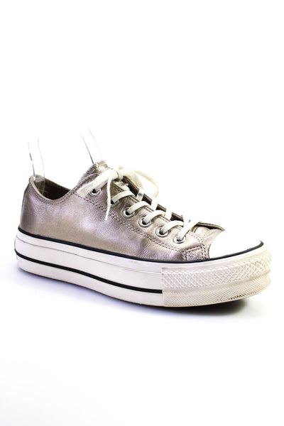 Converse Womens Metallic Taupe Low Top Platform Sneakers Shoes Size 7.5