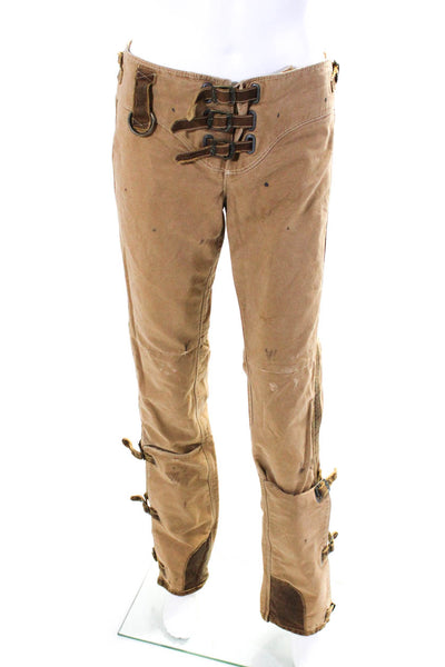 Ralph Lauren Womens Cotton Low-Rise Flared Hem Construction Pants Brown Size 8