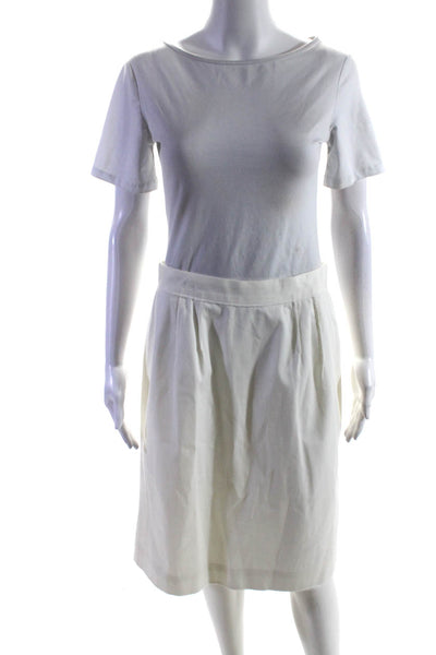 Dolce and Gabbana Womens Cotton Woven A-Line Midi Skirt White Size 44