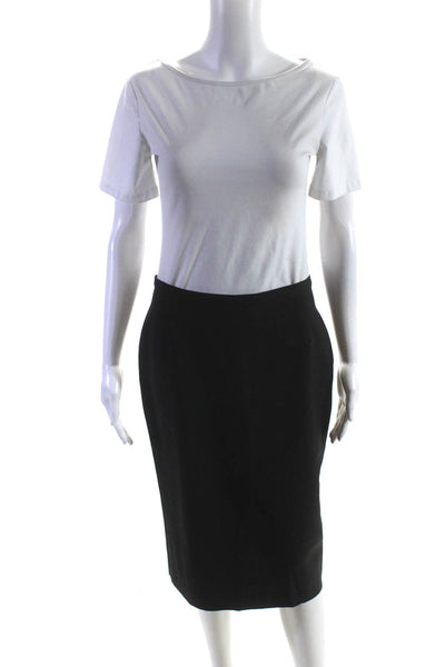 Dolce & Gabbana Womens Cotton Woven High Rise Knee Length Skirt Black Size S