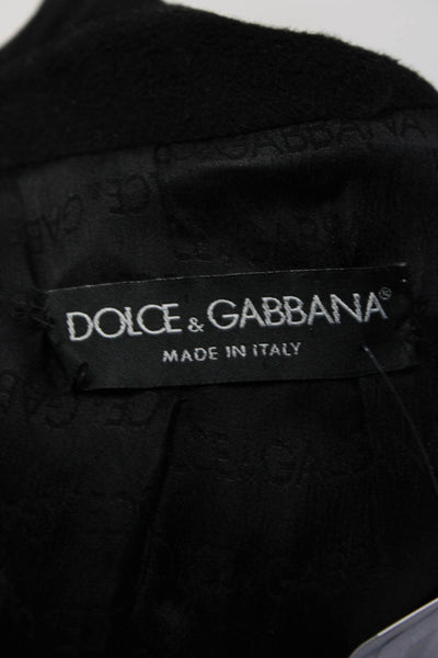 Dolce & Gabbana Mens Wool Collared Button-Down Long Trench Coat Black Size 42