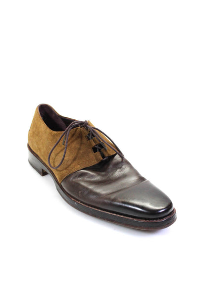 Noah Waxman Mens Leather Cap Toe Lace-Up Oxford Dress Shoes Brown Size 11
