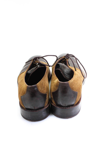Noah Waxman Mens Leather Cap Toe Lace-Up Oxford Dress Shoes Brown Size 11
