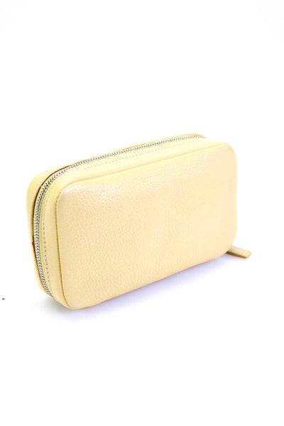 Coach Women's Zip Closure Pockets Leather Pouch Wallet Yellow Size S