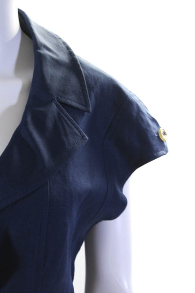 Escada Womens Linen Blend Short Sleeves Pant Suit Navy Blue Size EUR 38