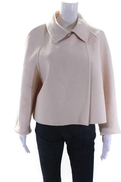 Bottega Veneta Womens Wool Blend Collared Snap Closure Coat Peach Size 44