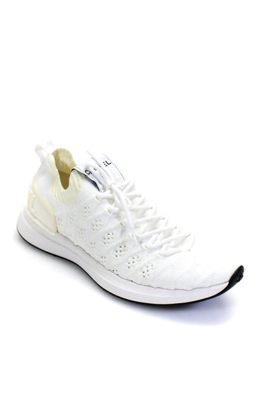 Chanel Womens White Lace Up Slip On Textured Athletic Sneaker Shoes Size 8.5