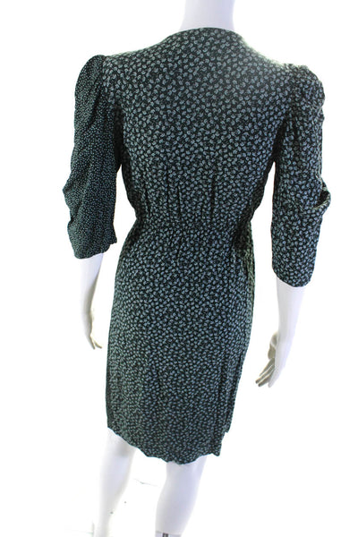See by Chloe Womens 3/4 Sleeve V Neck Floral Wrap Dress Green Size FR 34