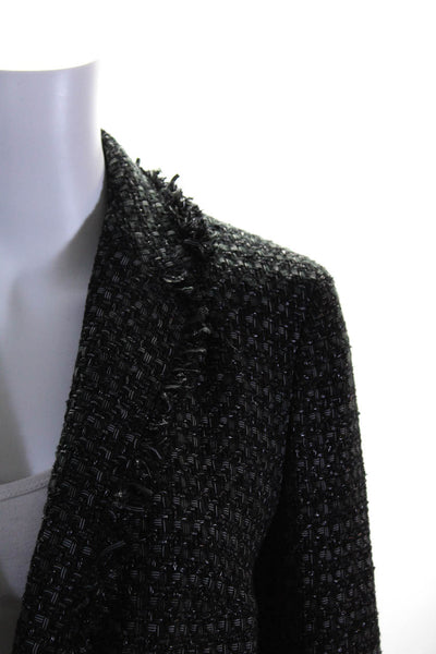Akris Punto Womens Wool Tweed Notched Lapel One Button Blazer Black Size 8