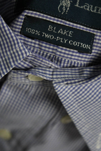 Polo Ralph Lauren Mens Cotton T-Shirt Button Down Tops Blue White Size L Lot 3