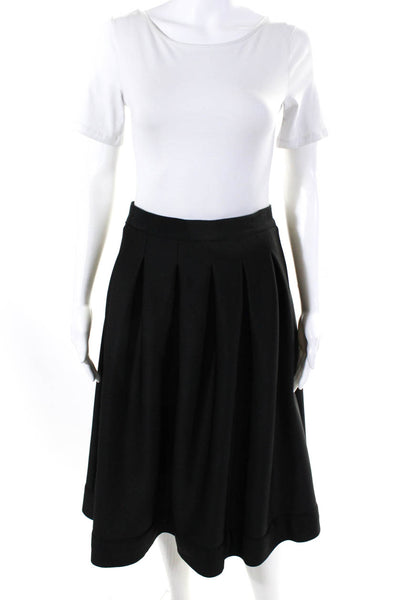 Karl Lagerfeld Women's Expose Zip Closure Pleated Flare Midi Skirt Black Size 4