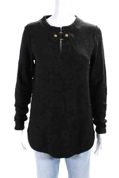 Tory Burch Women's Round Neck Long Sleeves Pullover Sweater Black Size S