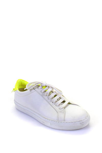 Givenchy Womens City Sport Leather Low Top Sneakers White Neon Yellow 37.5 7.5