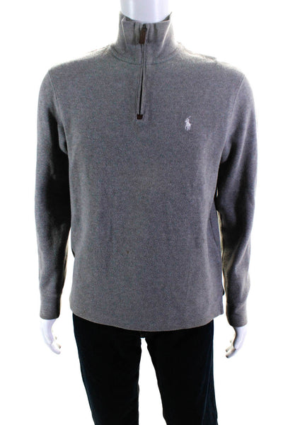 Polo Ralph Lauren Mens Pullover Quarter Zip Mock Neck Sweater Gray Size Small