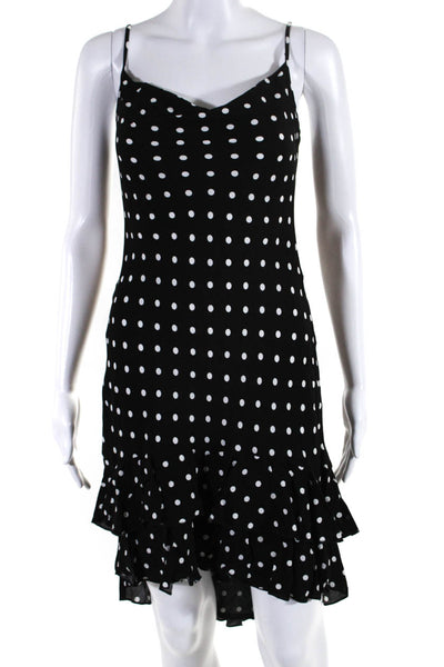 Betsey Johnson Womens Spaghetti Strap Tiered Polka Dot Dress Black White Size 0