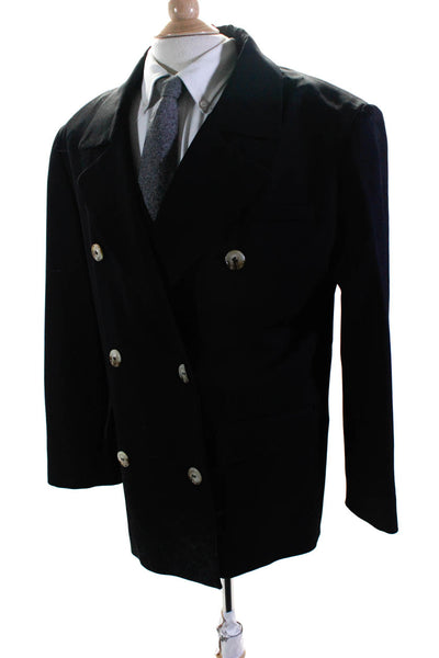 Loulou Studio Men's Long Sleeves Lined Double Breast Jacket Black Size L
