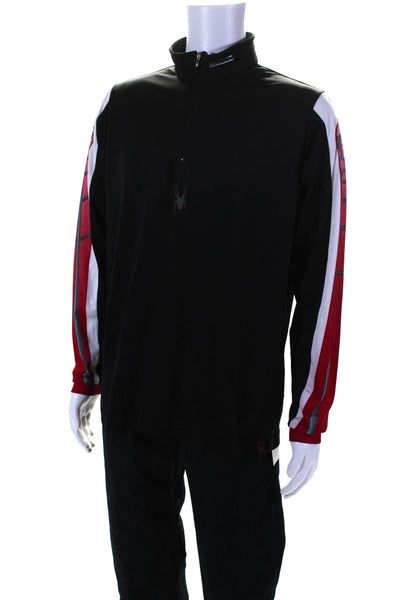 Spyder Mens Half Zipper Long Sleeves Shirt Black Red Size Medium