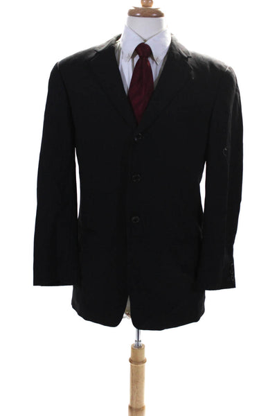 Armani Collezioni Mens Three Button Blazer Jacket Gray Wool Size 40 Regular