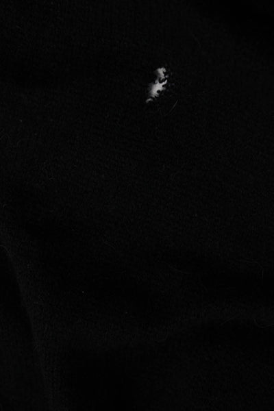 Autumn Cashmere Womens Pointelle Knit Scalloped Hem Scarf Black Cashmere 86"