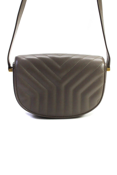 Saint Laurent Womens Taupe Leather Quilted Flap Camera Crossbody Bag Handbag