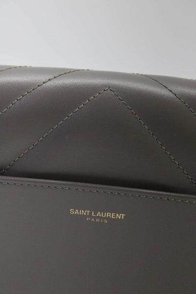 Saint Laurent Womens Taupe Leather Quilted Flap Camera Crossbody Bag Handbag