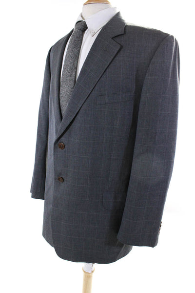 Paul Smith Mens Two Button Notched Lapel Check Blazer Jacket Gray Wool Size 46
