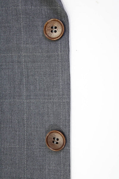 Paul Smith Mens Two Button Notched Lapel Check Blazer Jacket Gray Wool Size 46