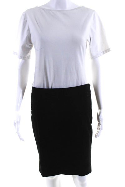 The Row Womens Lambskin Suede Side Zippered Short Pencil Skirt Black Size 8