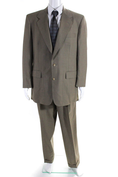 Neiman Marcus Mens Brown Glen Plaid Two Button Blazer Pants Suit Set Size 42