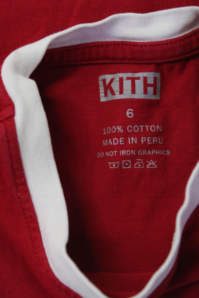 Kith Childrens Boys Short Sleeves Tee Shirt Red White Cotton Size 6