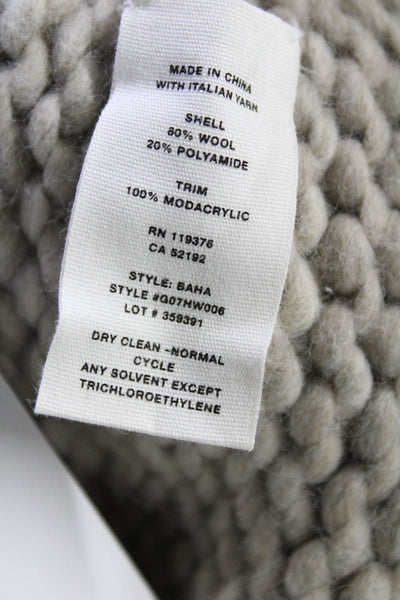 Helmut Lang Womens Beige Wool Pom-Pom Detail Beanie Hat Size OS