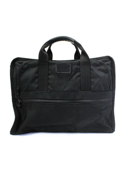 Tumi Mens Zippered Textured Double Strapped Briefcase Handbag Black