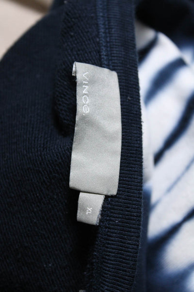 Vince Mens Tie Dye Print Sweatshirt Navy Blue White Cotton Size Extra Large