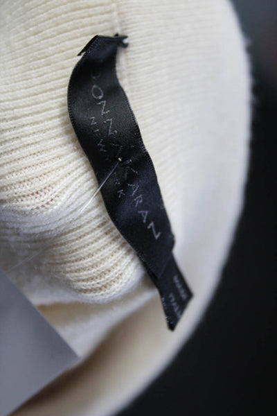 Donna Karan Womens Fold Over Waist Knit Maxi Pencil Skirt Ivory Cashmere Large
