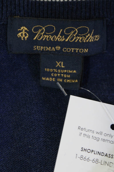 Brooks Brothers Mens Cotton Knit Argyle Print Long Sleeve Shirt Blue Size XL