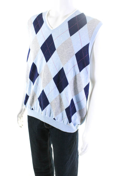 Brooks Brothers Mens Cotton Argyle Print Long Sleeve Shirt Baby Blue Size XL