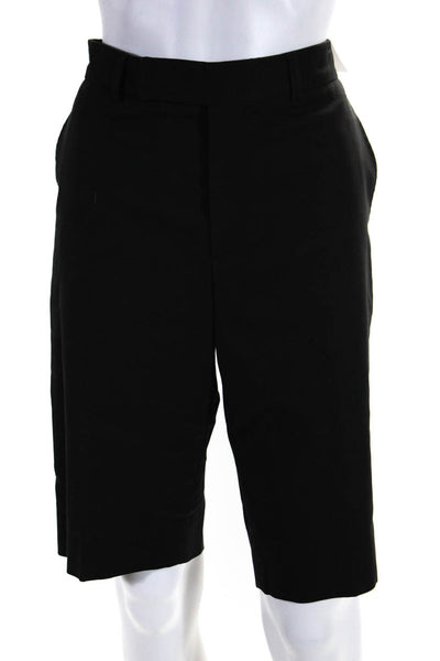 Tse Womens Cotton Blend Flat Front Hook Closure Chino Shorts Black Size 8