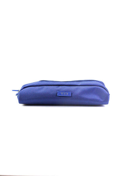 Tumi Adults Medallion Zippered Woven Textured Pencil Pouch Blue