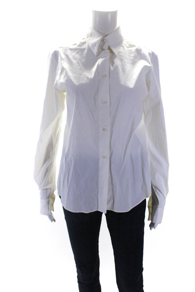 Dolce & Gabbana Womens Cotton Long Sleeve Button Down Blouse White Size 46
