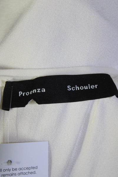 Proenza Schouler Womens Sleeveless Crew Neck Tie Front Fringe Top White Size 8